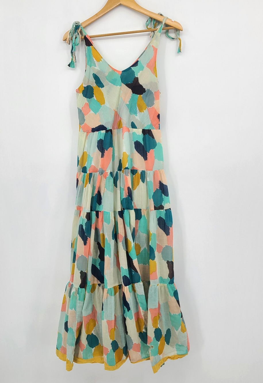 THML Multicolor Abstract Print Maxi Dress - Mint, Coral, Navy, Mustard